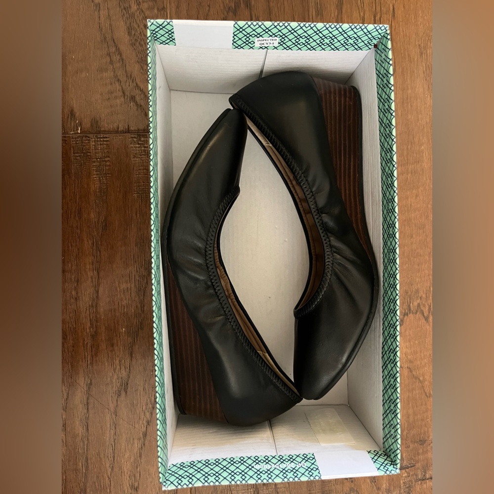 Susina Size 7.5 Fraya-Lea Black Leather Wedge Heel Shoes In Box Fraya Lea 7 1/2 - Picture 7 of 9